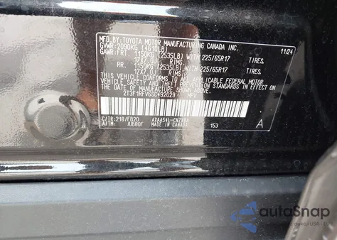 2025 Toyota Rav4 Le из США, поврежденный, VIN 2T3F1RFV6SC492029